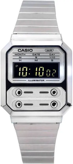 Casio Vintage Digital Stainless Steel Quartz A100WE-7B A100WE-7B Unisex Watch