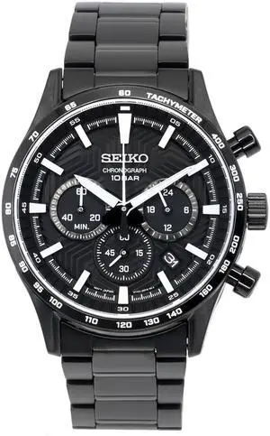 Seiko Urban Sports Chronograph Black Dial Quartz SSB415P1 100M Men's Watch