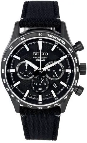 Seiko Urban Sports Chronograph Black Dial Quartz 100M Men's Watch SSB417P1