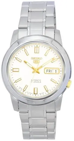 Seiko 5 Stainless Steel White Dial Automatic SNKK07 SNKK07J1 SNKK07J Men's Watch