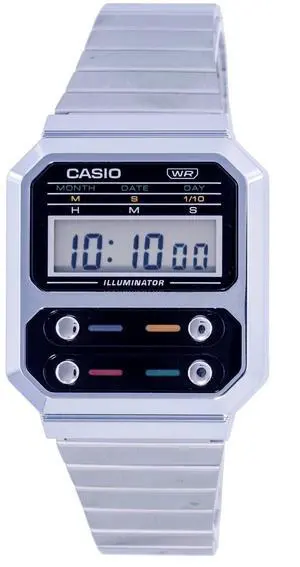 Casio Vintage Digital Stainless Steel A100WE-1A A100WE-1 Men's Watch