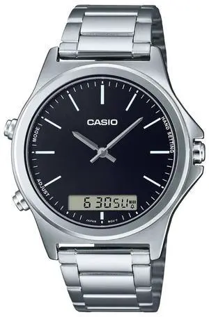 Casio Analog Digital Black Dial Stainless Steel MTP-VC01D-1E Men's Watch