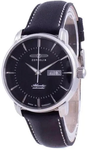 Zeppelin Atlantic Black Dial Leather Strap Automatic 8466-2 84662 Men's Watch