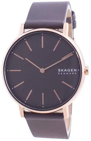 Skagen Signatur Grey Dial Charcoal Leather Strap Quartz SKW2794 Women's Watch Skagen Signatur Grey Dial Charcoal Leather Strap Quartz SKW2794 Women's Watch