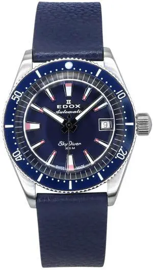 Edox Skydiver Limited Special Blue Dial Automatic 300M Mens Watch & Extra Strap