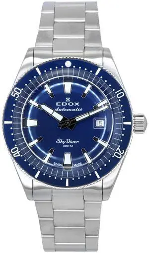 Edox Skydiver Limited Edition Swiss Made Blue Dial Automatic 300M Mens Watch