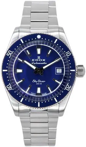 Edox Skydiver 38 Swiss Made Limited Edition Blue Dial Automatic 300M Mens Watch