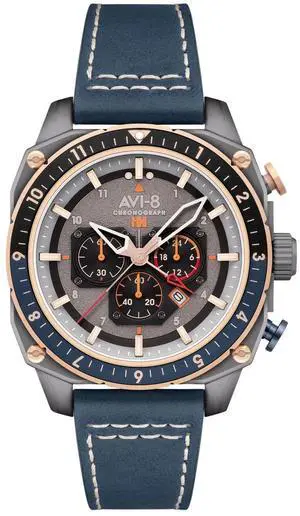AVI-8 Hawker Hunter Atlas Dual Time Chronograph Charcoal Grey Dial Mens Watch
