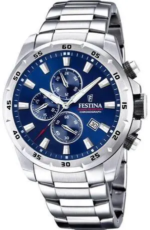 Festina Sport Chronograph Stainless Steel Blue Dial Quartz F20463-2 Mens Watch