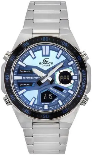 Casio EDIFICE Stainless Steel Blue Dial Quartz EFV-C110D-2B 100M Mens Watch