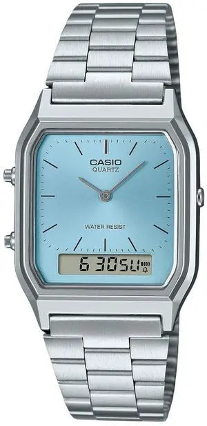 Casio Vintage Turquoise Blue Alarm Stopwatch Calendar AQ-230A-2A1 Unisex Watch