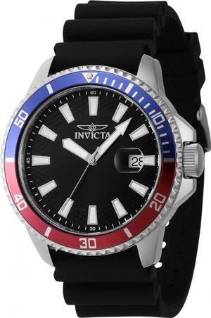 Invicta Pro Diver Silicone Strap Black Dial Magnifier On Date 46131 Mens Watch