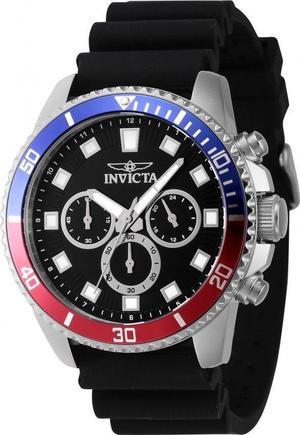 Invicta Pro-Diver Chronograph GMT Black Dial Analog Quartz 46119 50M Mens Watch