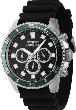 Invicta Pro-Diver Chronograph GMT Silicone Black Dial Quartz 46086 Mens Watch