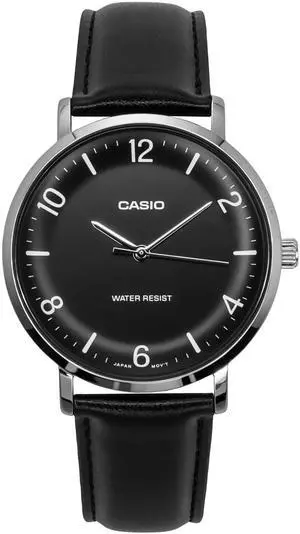 Casio Standard Analog Leather Strap Black Dial Quartz MTP-VT03L-1B Men's Watch