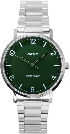 Casio Standard Analog Stainless Steel Green Dial Quartz MTP-VT03D-3B Men's Watch