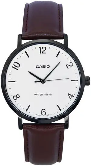 Casio Standard Analog Leather Strap White Dial Quartz MTP-VT03BL-7B Men's Watch Casio Standard Analog Leather Strap White Dial Quartz MTP-VT03BL-7B Men's Watch