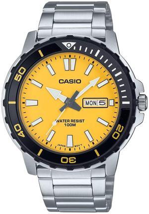 Casio Standard Analog Yellow Dial Casual Quartz 100M Men's Watch MTD-125D-9AV