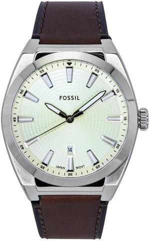 Fossil Everett Leather Strap Cream Dial Quartz FS6071 Men's Watch