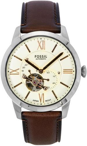 Fossil Townsman Leather Strap Open Heart Cream Dial Automatic ME3266 Men's Watch