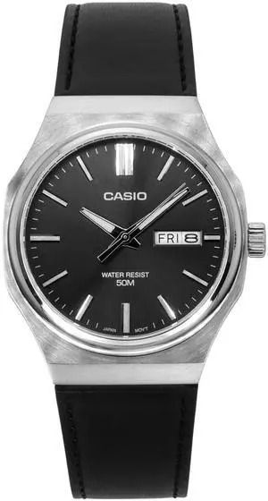 Casio Standard Analog Leather Strap Grey Dial Quartz MTP-E735L-8AV Men's Watch