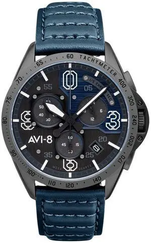 AVI-8 P-51 Mustang Blakeslee Grey and Blue Dial Quartz Men's Watch AV-4077-04