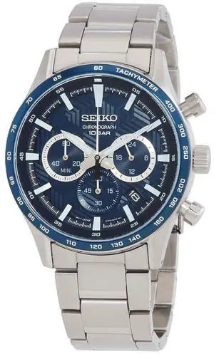 Seiko Sports Chronograph Blue Dial Quartz  10M Men's Watch SSB445P1
