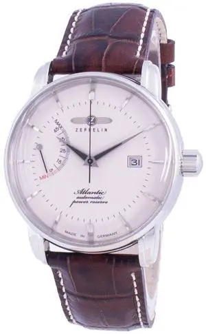 Zeppelin Atlantic White Dial Leather Strap Automatic 8462-5 84625 Men's Watch