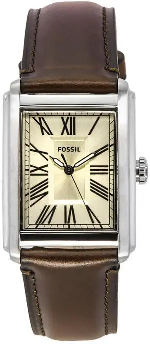 Fossil Carraway Quartz FS6012 Mens Watch Leather Strap Cream Dial Luminous Hands 50M