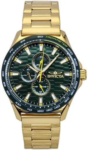 Invicta Racing Gold Tone Stainless Steel Green Dial Quartz 48870 Men's Watch