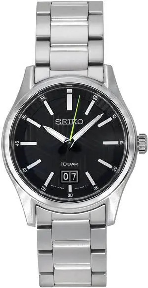 Seiko Analog Stainless Steel Black Dial Quartz SUR535P1 100M Men's Watch