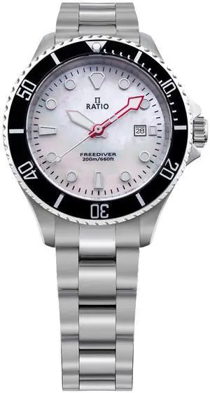 Ratio FreeDiver White MOP Dial Quartz Diver's 200M Women's Watch RTFL811 Ratio FreeDiver White MOP Dial Quartz Diver's 200M Women's Watch RTFL811