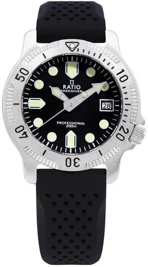 Ratio FreeDiver Professional Sapphire Black Dial Quartz RTF021 200M Men's Watch Ratio FreeDiver Professional Sapphire Black Dial Quartz RTF021 200M Men's Watch