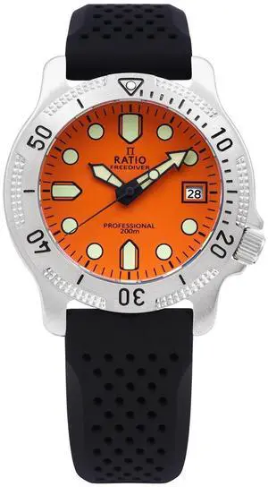 Ratio FreeDiver Professional Sapphire Orange Dial Quartz RTF025 200M Men's Watch