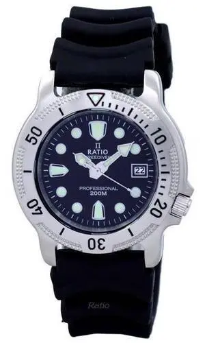 RATIO FreeDiver Professional 200M Sapphire Crystal Quartz 22AD202 Mens Watch