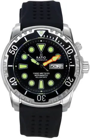 RATIO FreeDiver Version 02 Helium Safe 1000M 1068HA90-34VA-BLK-V02 Mens Watch
