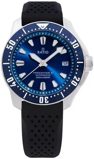 RATIO FreeDiver X Ocean Blue With Ceramic Inlay Automatic RTX003 200M Mens Watch