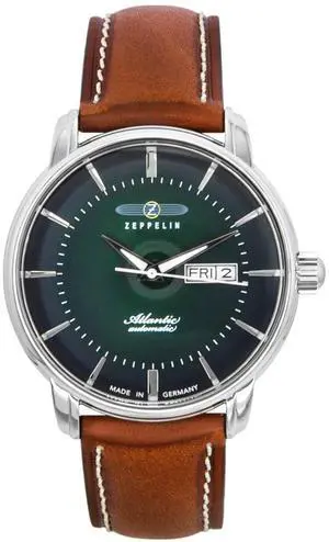 Zeppelin Atlantic Brown Leather Strap Green Dial Automatic 84664 Men's Watch Zeppelin Atlantic Brown Leather Strap Green Dial Automatic 84664 Men's Watch