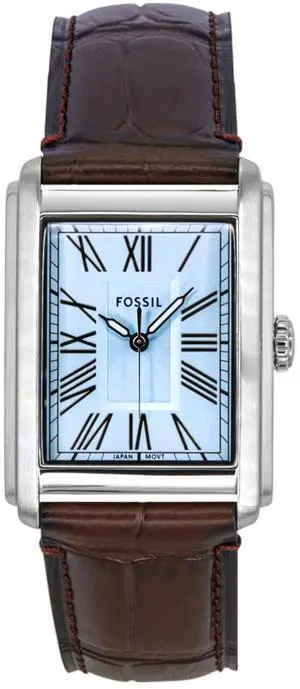 Fossil Carraway Leather Strap Blue Sunray Dial Quartz FS6110 Men's Watch
