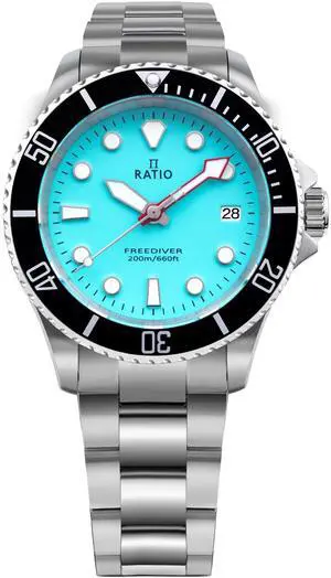Ratio FreeDiver Ice Blue Dial Quartz Diver's 200M Men's Watch RTF032