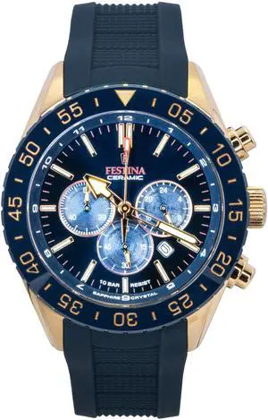 Festina Ceramic Chronograph Blue Dial Quartz 100M Men's Watch F20516-1