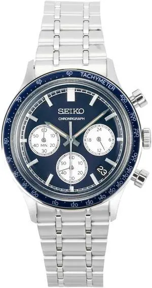 Seiko Chronograph Stainless Steel Blue Dial Quartz SSB477P1 Men's Watch