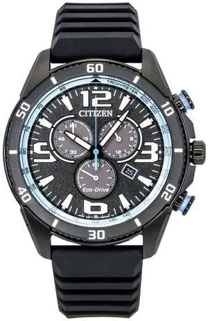 Citizen Brycen Chronograph Silicone Strap Black Dial Eco-Drive AT2587-02E 100M Men's Watch