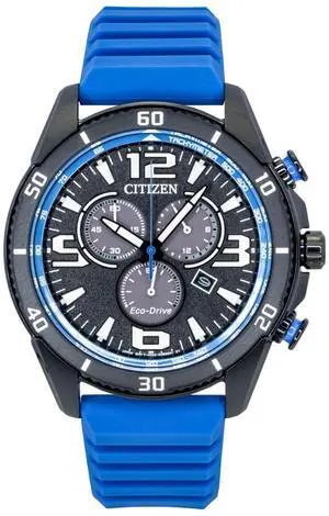 Citizen Brycen Chronograph Silicone Strap Black Dial Eco-Drive AT2586-05E 100M Men's Watch