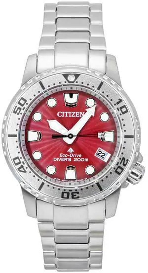 Citizen Promaster Dive Stainless Steel Red Dial Eco-Drive EO2027-50Z 200M Women's Watch Citizen Promaster Dive Stainless Steel Red Dial Eco-Drive EO2027-50Z 200M Women's Watch