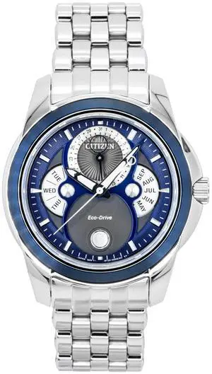 Citizen Calendrier Moon Phase Stainless Steel Blue Dial Eco-Drive BU0088-51H 100M Men's Watch Citizen Calendrier Moon Phase Stainless Steel Blue Dial Eco-Drive BU0088-51H 100M Men's Watch