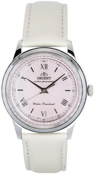 Orient Bambino Leather Strap Pink Dial Solar RA-WK0005P Men's Watch