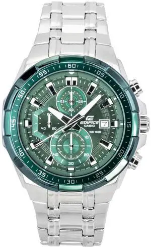 Casio Edifice Analog Standard Chronograph Stainless Steel Green Dial Quartz EFR-539DE-3AV 100M Men's Watch Casio Edifice Analog Standard Chronograph Stainless Steel Green Dial Quartz EFR-539DE-3AV 100M Men's Watch