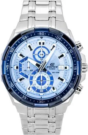 Casio Edifice Analog Standard Chronograph Stainless Steel Blue Dial Quartz EFR-539DE-2AV 100M Men's Watch Casio Edifice Analog Standard Chronograph Stainless Steel Blue Dial Quartz EFR-539DE-2AV 100M Men's Watch