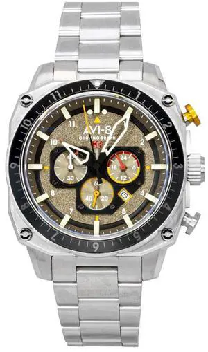 AVI-8 Hawker Hunter Atlas Dual Time Chronograph Stainless Steel Shadow Grey Dial Quartz AV-4100-33 Men's Watch AVI-8 Hawker Hunter Atlas Dual Time Chronograph Stainless Steel Shadow Grey Dial Quartz AV-4100-33 Men's Watch